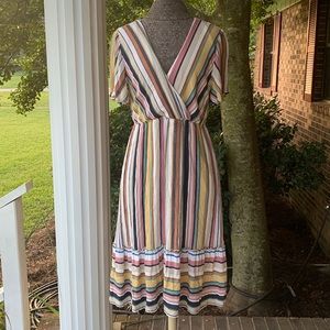 Jodifl Flutter Sleeve Striped Dress, Size Medium
